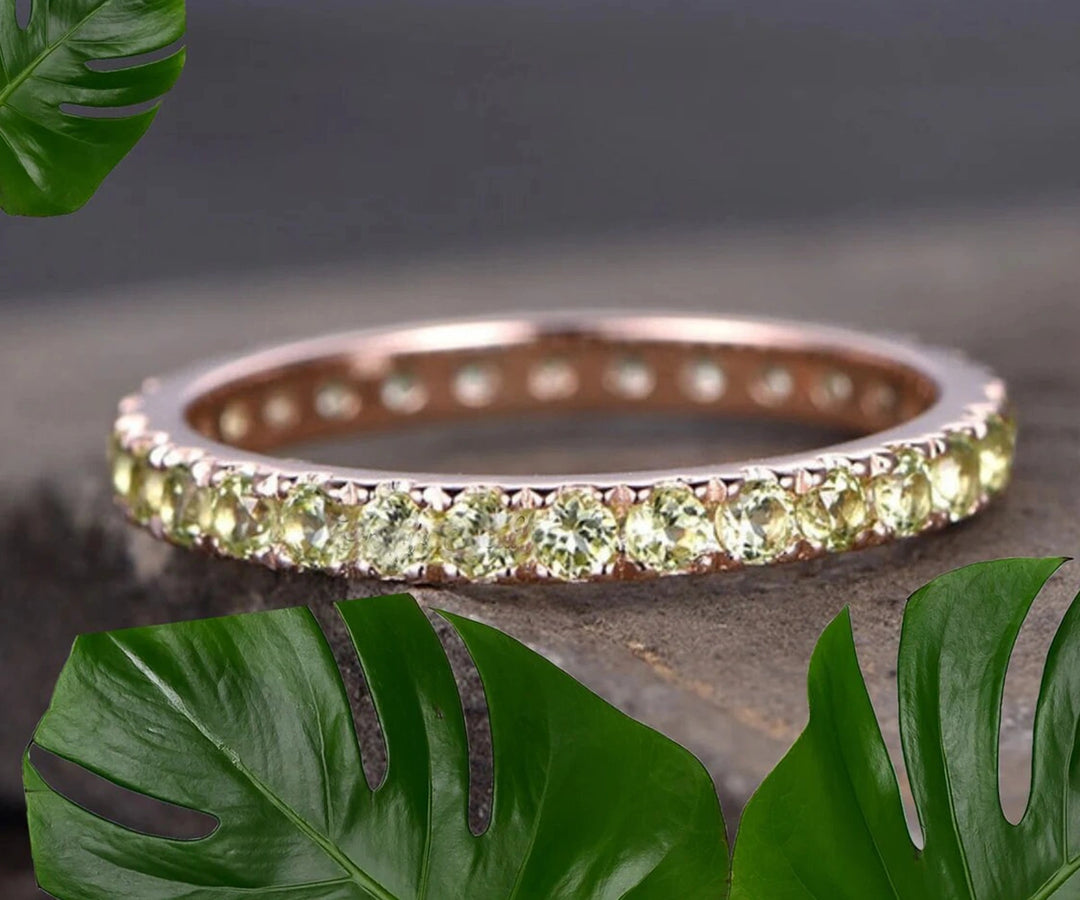 Minimalist lemon quartz ring featuring a 2mm round-cut gemstone set in genuine 925 sterling silver
