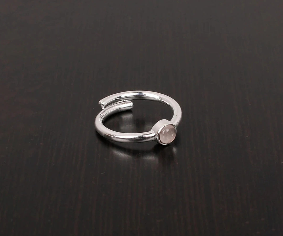 Dainty rose quartz ring made with genuine 925 silver, perfect for stacking or wearing alone as a meaningful accessory
