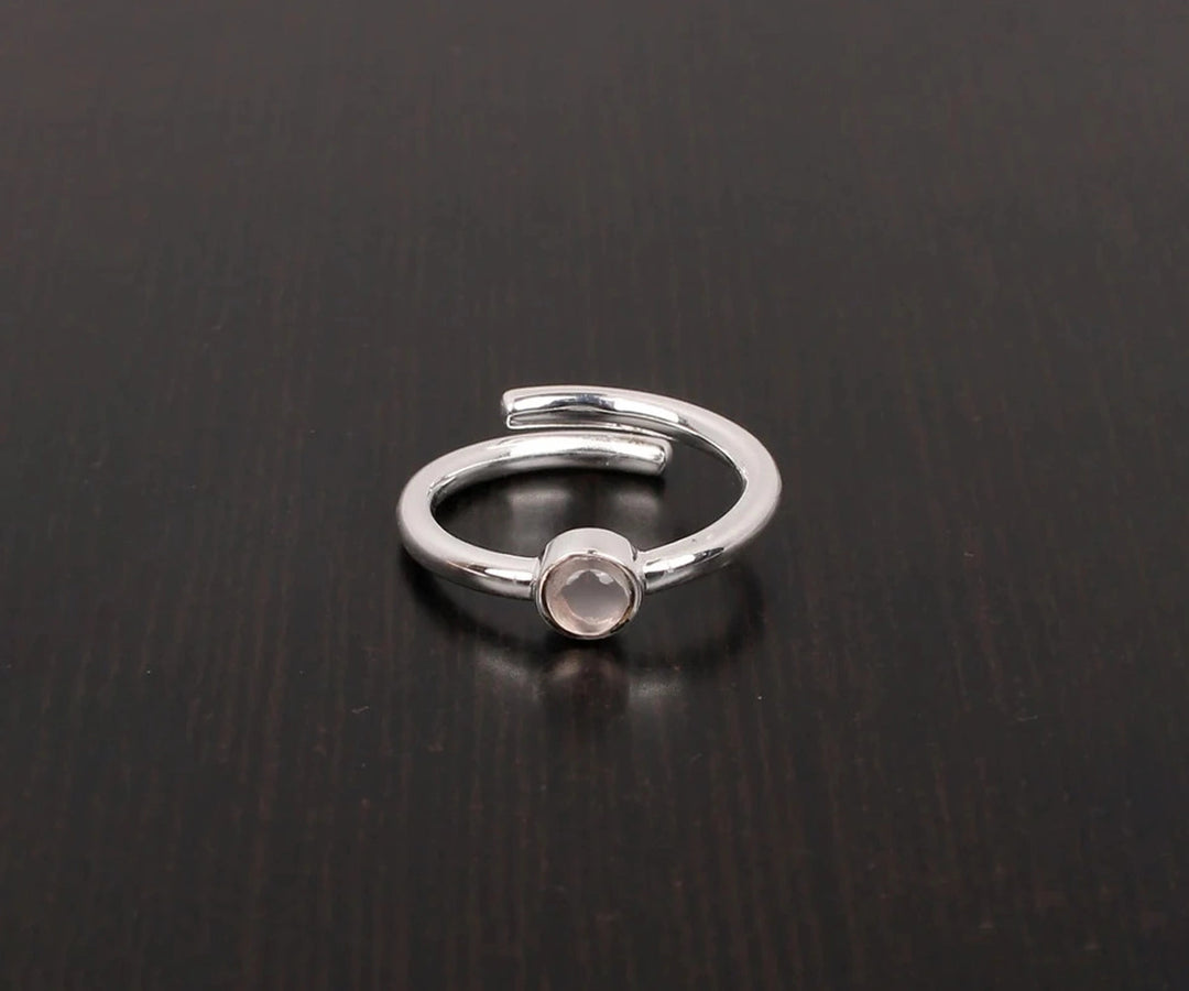 925 silver ring with a subtle glowing rose quartz stone, a thoughtful gift for birthdays, anniversaries, or self-love