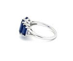 Sterling silver sapphire and white zircon ring combining rich blue color with delicate shimmering stones for a refined look
