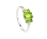 Peridot and white zircon ring in sterling silver with vibrant green gemstone and sparkling accent stones for elegant everyday wear
