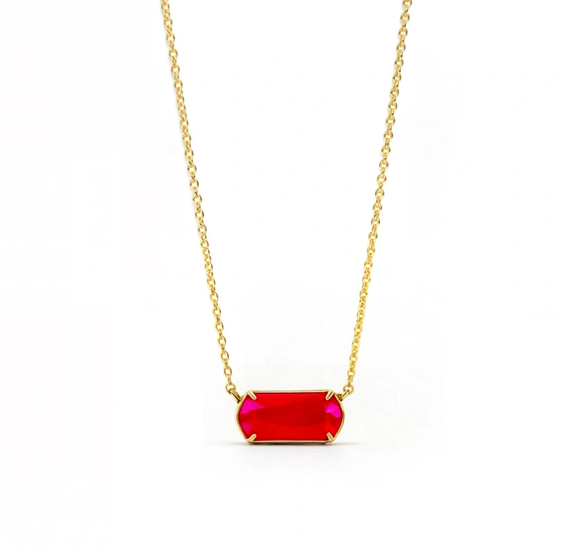 Chalcedony Aura Necklace featuring a custom-cut pastel blue gemstone set in high-quality gold-plated brass with an adjustable anchor chain.
