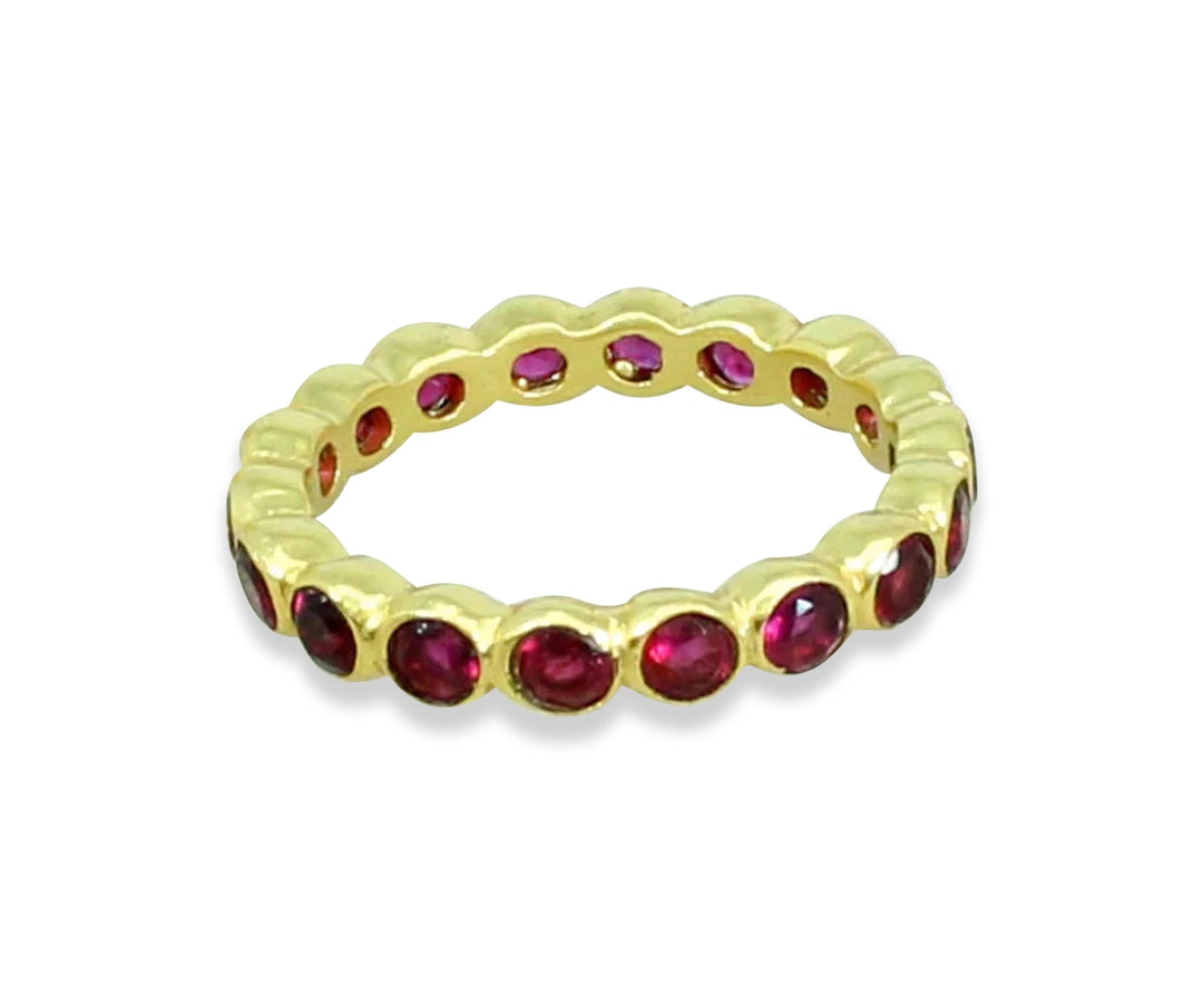 Romantic pink gemstone ring with a dainty tourmaline hydro centerpiece set in warm gold-finished silver
