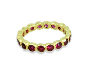 Romantic pink gemstone ring with a dainty tourmaline hydro centerpiece set in warm gold-finished silver
