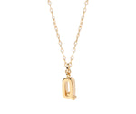 Minimalist Q initial pendant necklace with fine chain perfect for layering and gifting
