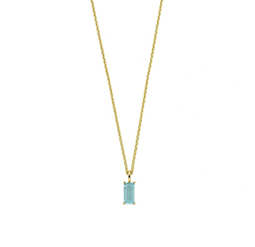 Celebrate December birthdays with this timeless blue topaz birthstone necklace – a graceful and meaningful necklace for women.

