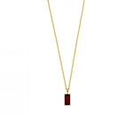 Load image into Gallery viewer, The minimalist gold garnet necklace is a timeless accessory for women who appreciate gemstone jewelry.



