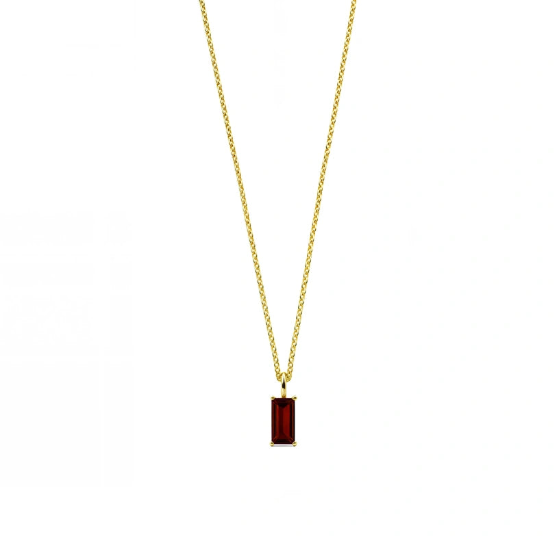The minimalist gold garnet necklace is a timeless accessory for women who appreciate gemstone jewelry.

