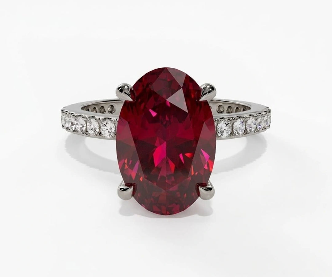 Vintage inspired oval ruby ring with deep crimson gemstone and refined delicate setting, ruby engagement rings