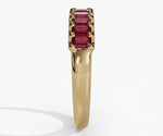 Elegant red ruby ring with baguette cut stone in sterling silver perfect for ruby engagement rings or vintage-inspired style

