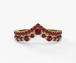 Round cut red ruby ring with sleek band design, perfect ruby wedding ring for ladies

