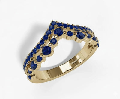 Lab blue sapphire round cut wedding band in sterling silver with timeless elegant design