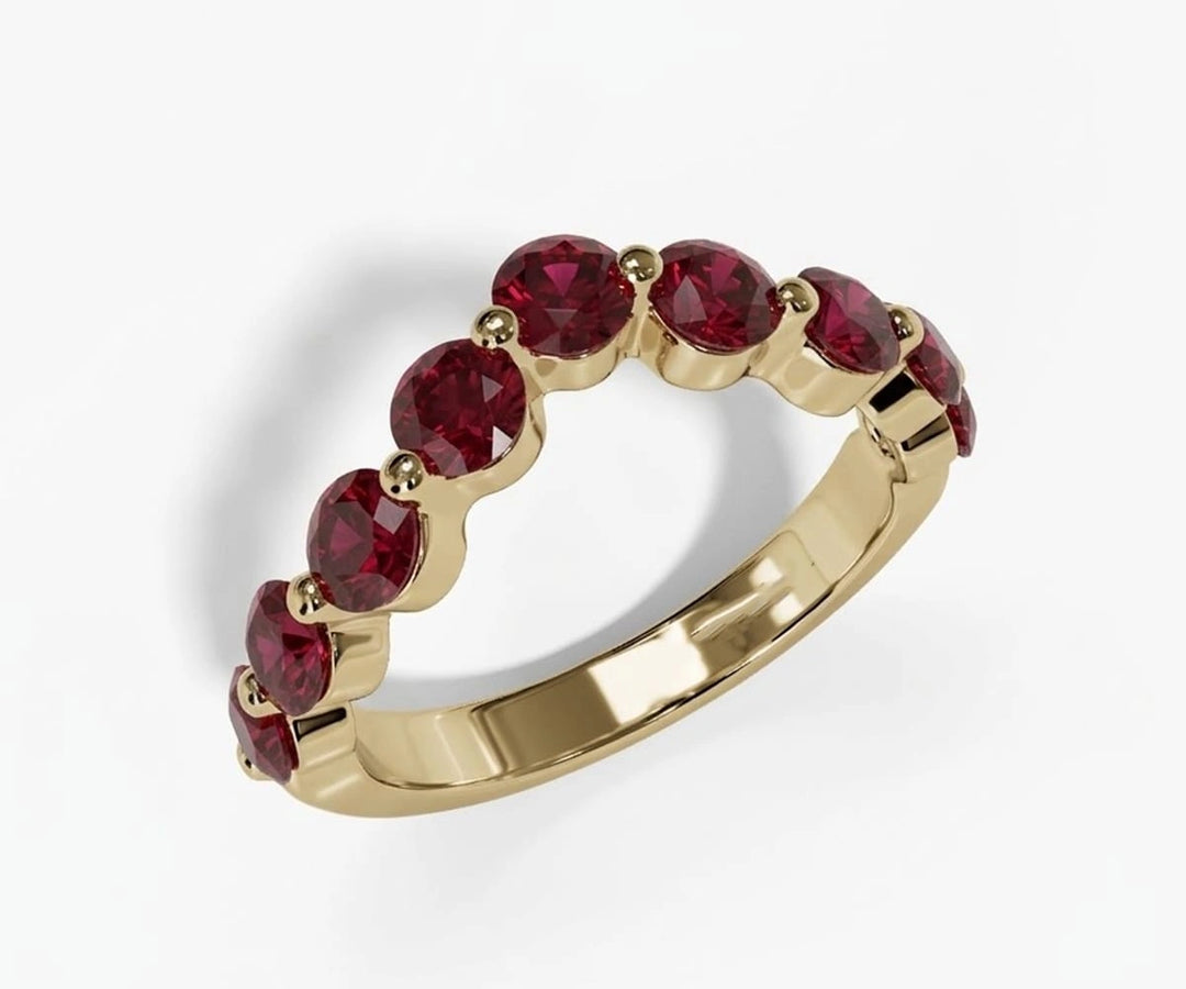 Round cut lab-created red ruby ring in sterling silver with brilliant sparkle and timeless elegance