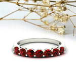 Bold and romantic 925 silver band ring with a vibrant 3mm round ruby hydro stone for everyday wear


