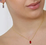 July birthstone ruby necklace gold minimalist jewelry birthday gift for women dainty necklace
