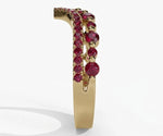 Classic womens ruby ring featuring vibrant red ruby gemstone in a timeless wedding band style
