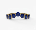 Vintage-inspired sapphire ring jewelry with round cut blue sapphire and delicate detailed band for women
