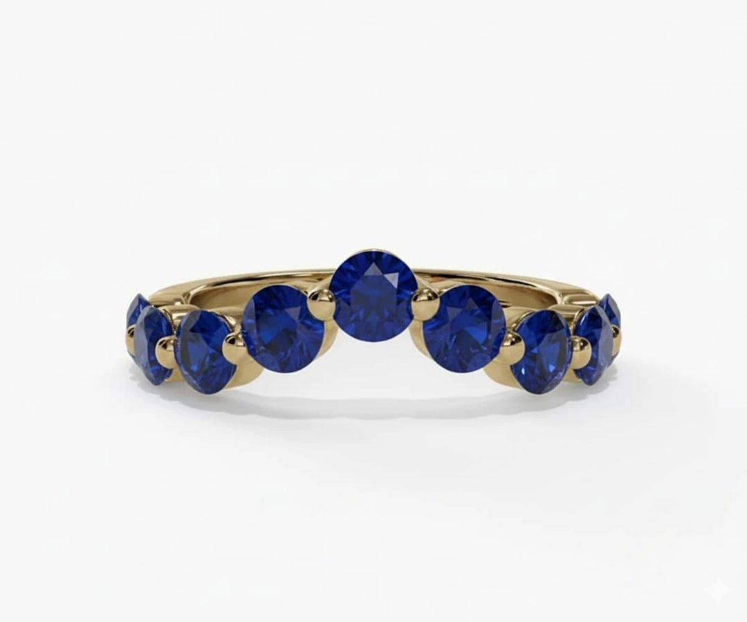 Vintage-inspired sapphire ring jewelry with round cut blue sapphire and delicate detailed band for women