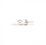 Elegant gold-plated pearl studs with push-back closure
