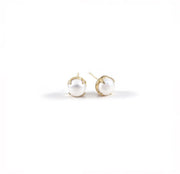 Oversized 10mm freshwater pearl studs on display