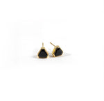 Stylish 7mm Midnight Onyx studs in yellow gold plating.
