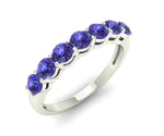 Modern and sophisticated 925 silver band ring showcasing a dazzling 3mm round tanzanite hydro gem
