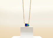 Toi et Moi necklace with blue sapphire and ocean topaz