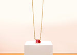 Load image into Gallery viewer, Toi et Moi necklace with tourmaline and ruby gemstones
