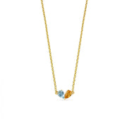 Elegant duo gemstone necklace with a serene ocean topaz and vibrant citrine, set in a heart-shaped gold-plated design for meaningful connection. 

