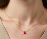 Load image into Gallery viewer, Dual-stone pendant featuring vibrant tourmaline and ruby blaze
