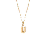 Minimalist letter U necklace with small gold initial charm perfect for layering and gifting

