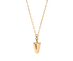 Minimalist letter V necklace gold with small initial charm ideal for layering jewelry
