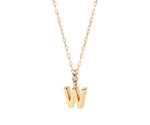 Dainty letter W necklace in gold with minimalist initial pendant on a delicate chain
