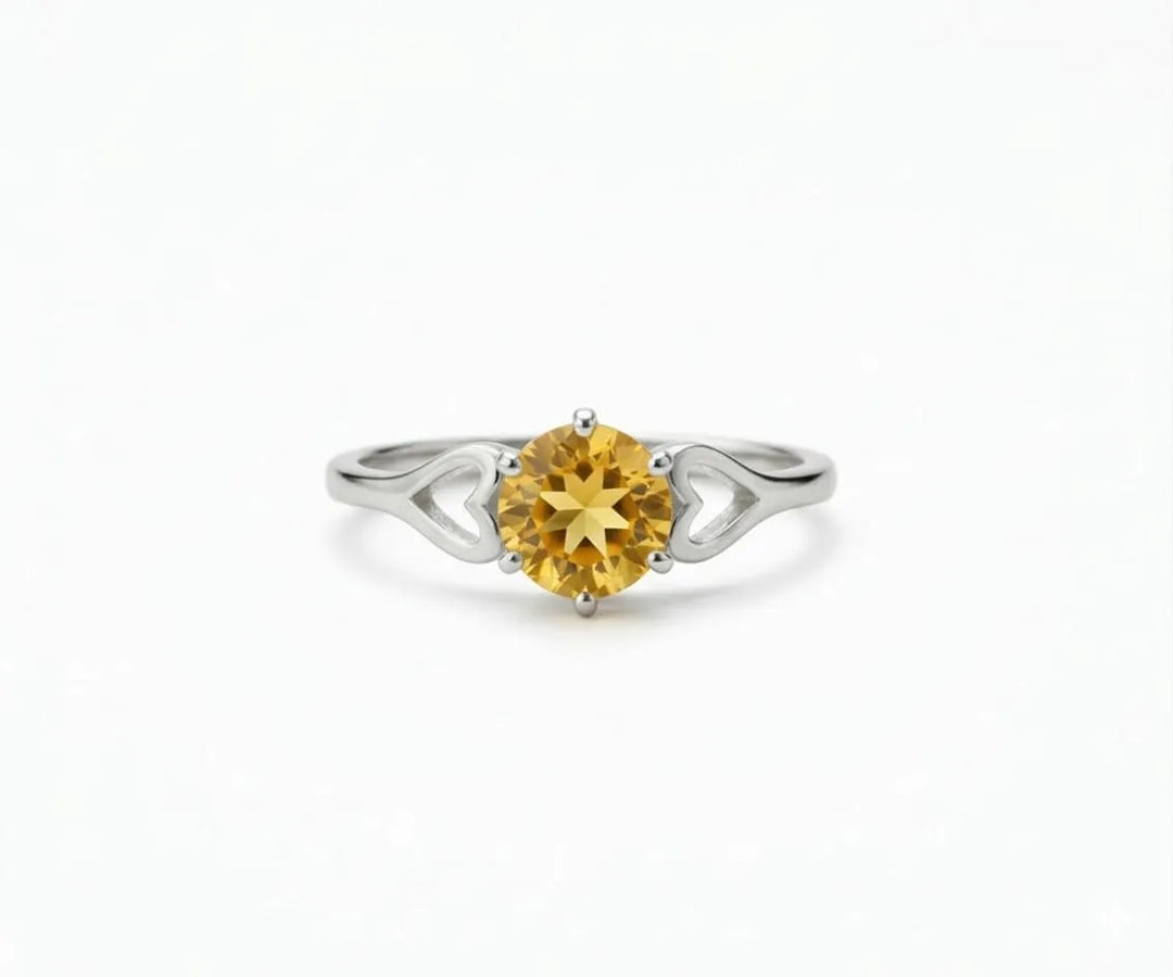 Citrine gemstone ring that radiates warm golden elegance with a touch of sparkling sophistication