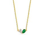 Load image into Gallery viewer, Elegant heart-inspired duo gemstone necklace featuring pear-cut emerald and zircon, a modern emblem of connection and individuality
