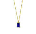 This blue sapphire birthstone necklace showcases a deep royal blue stone, designed as a timeless pendant necklace for women.



