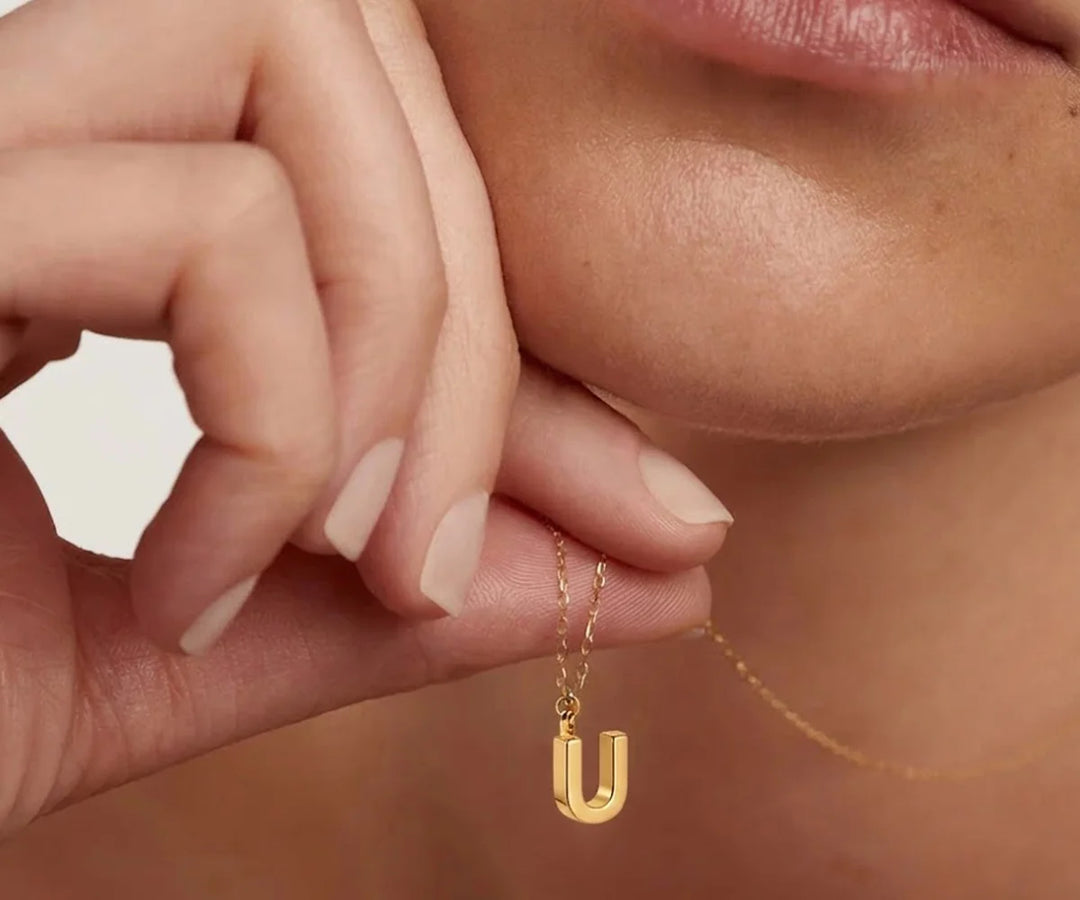 Elegant U initial necklace gold dainty personalized jewelry for everyday wear