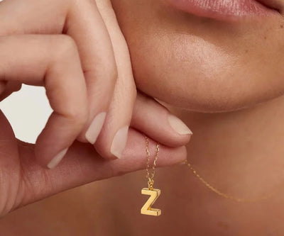 Dainty gold initial necklace Z with minimalist letter pendant for women everyday wear