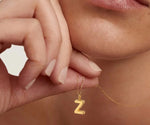 Dainty gold initial necklace Z with minimalist letter pendant for women everyday wear
