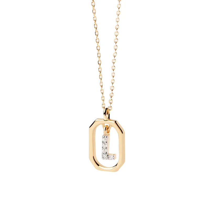 Dainty Dangling Initial Necklace - L