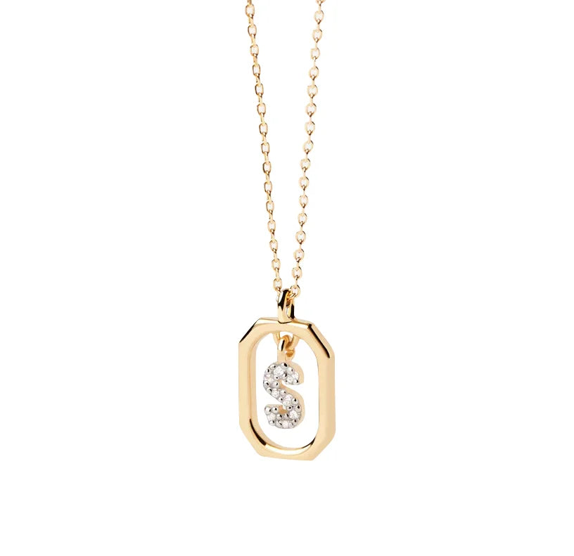 Dainty Dangling Initial Necklace - S