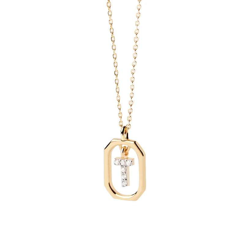 Dainty Dangling Initial Necklace - T