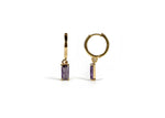 Elegant huggie earrings for women with radiant purple gemstone


