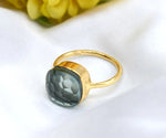 Minimal aquamarine stacking ring in sterling silver with elegant March birthstone design
