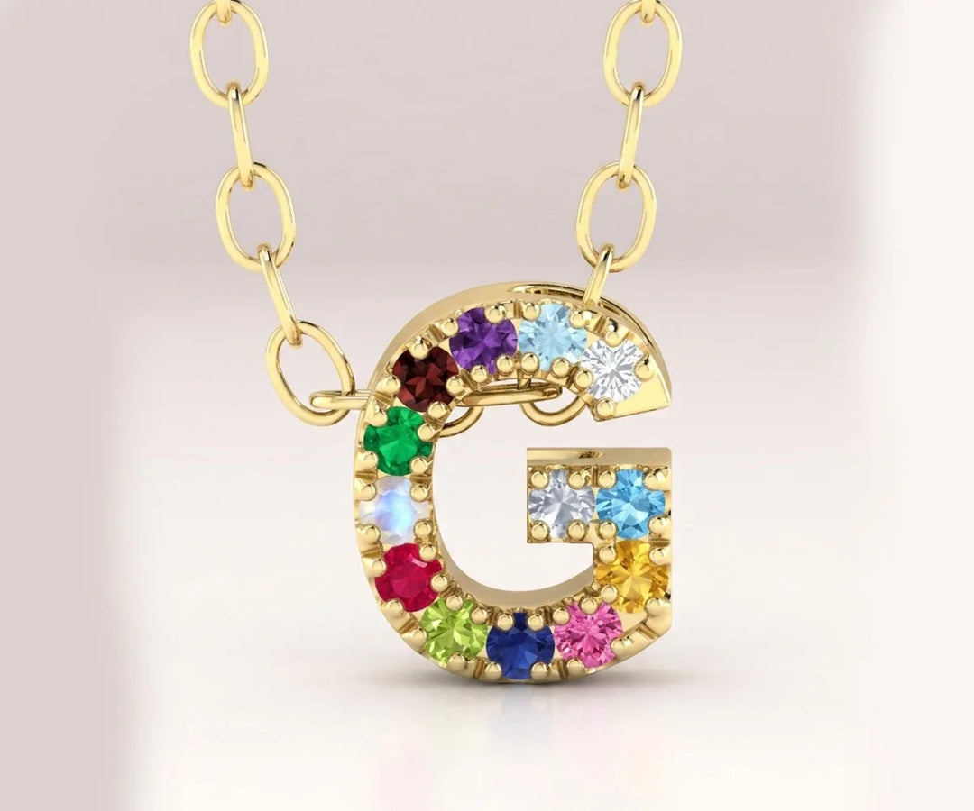G initial pendant with chain gold plated initial necklace