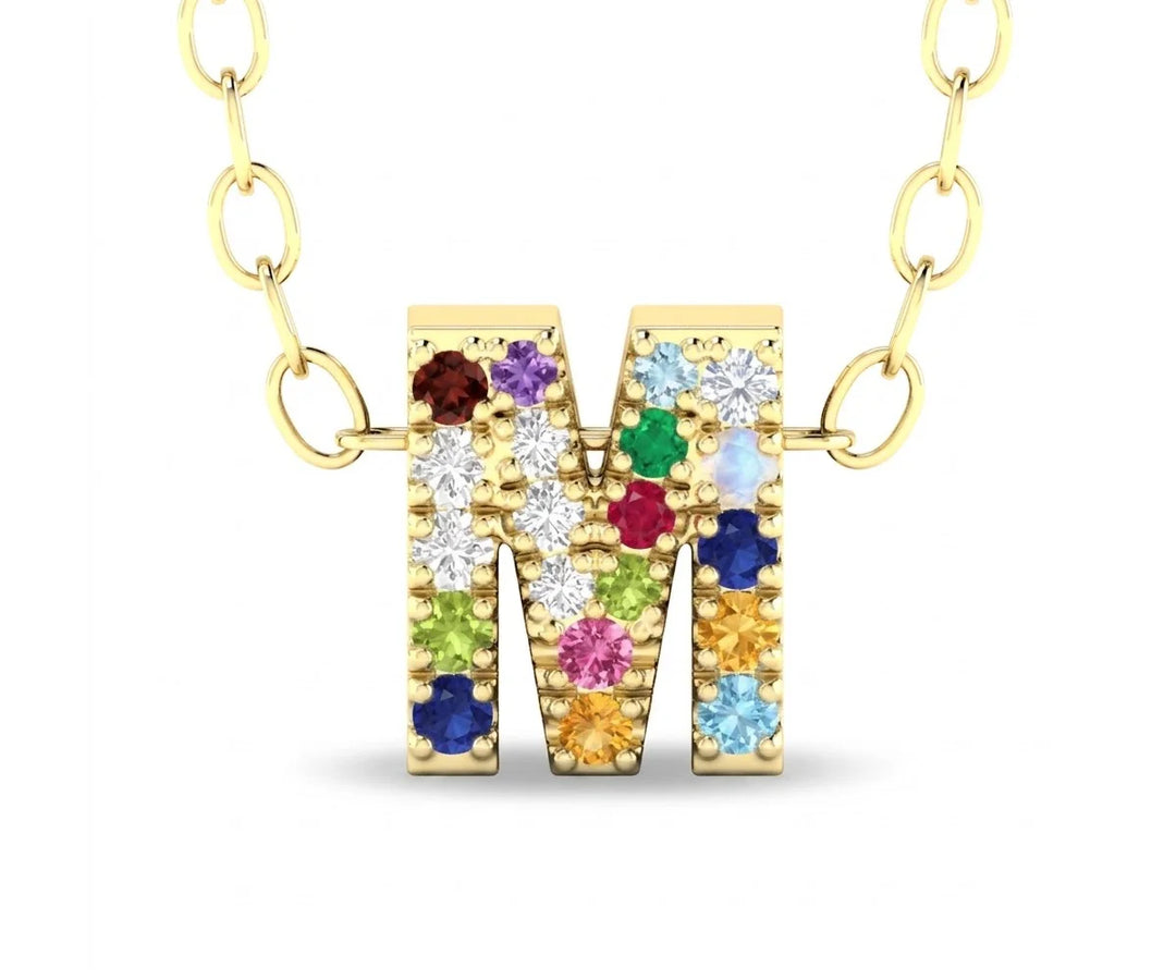 M initial pendant with chain classic gold alphabet necklace