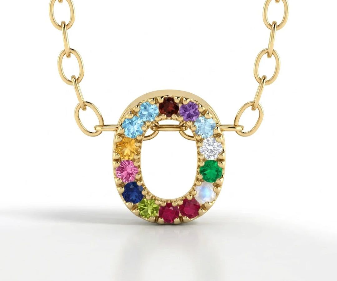 O initial pendant with chain simple gold initial necklace