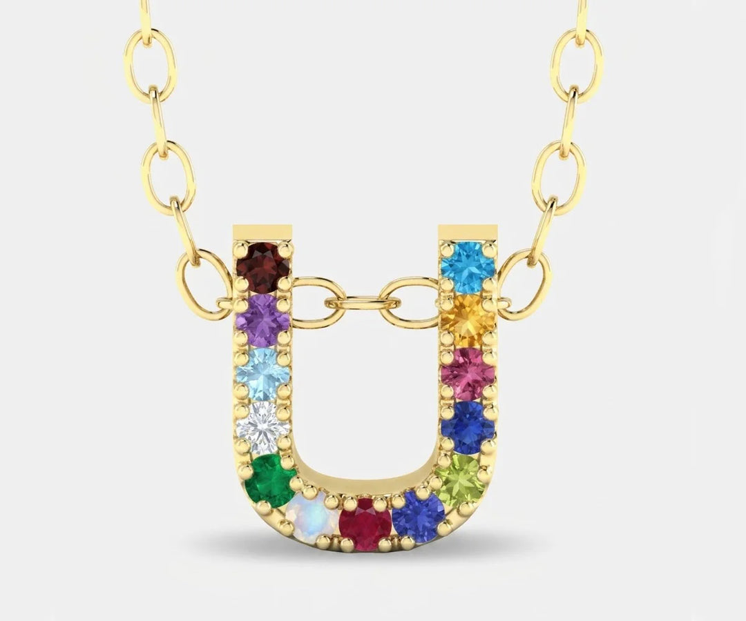 U initial pendant with chain dainty gold personalized pendant