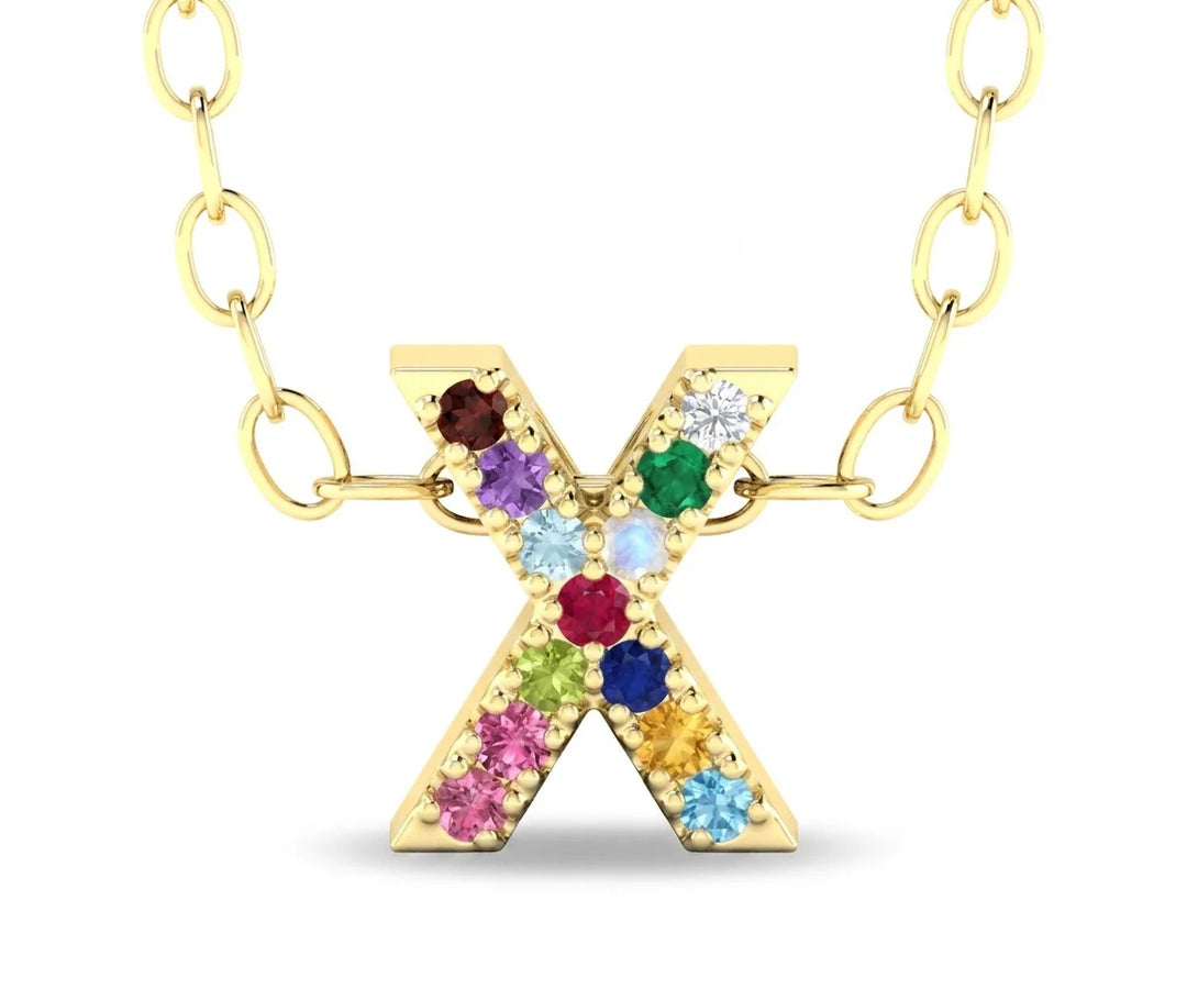 X initial pendant with chain minimal gold initial necklace