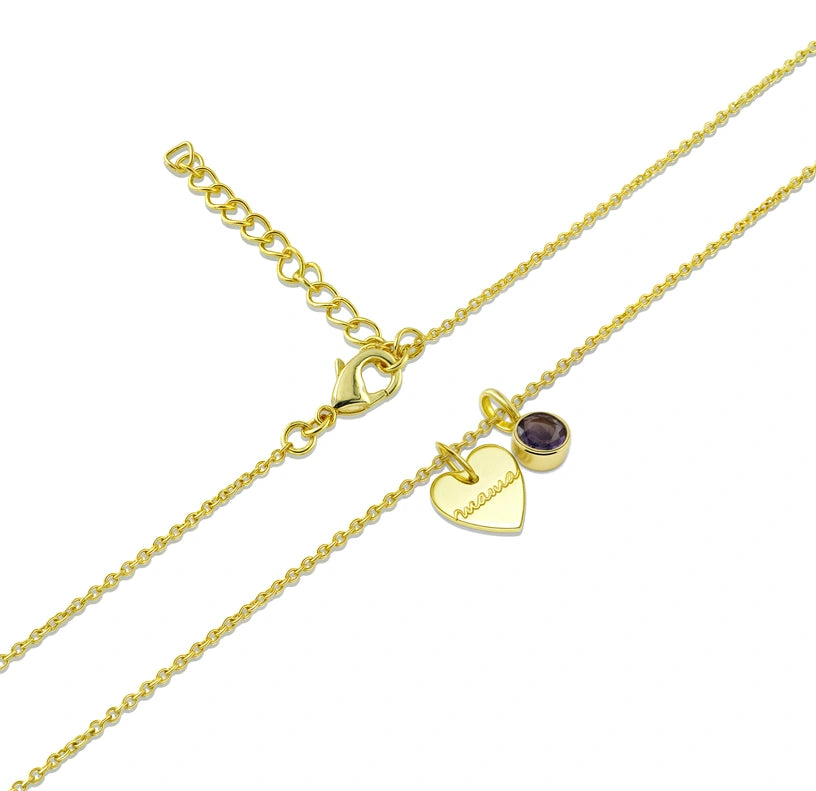 Gold necklace for mom with round-cut birthstone in a delicate pendant design

